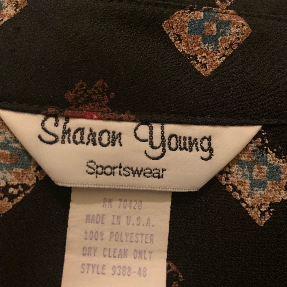 Button Down Blouse With Gold Medallions/Crests